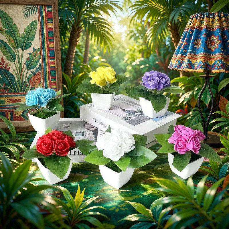Bonsai Garden Restaurant - 4pcs artificial 6 roses simulation small