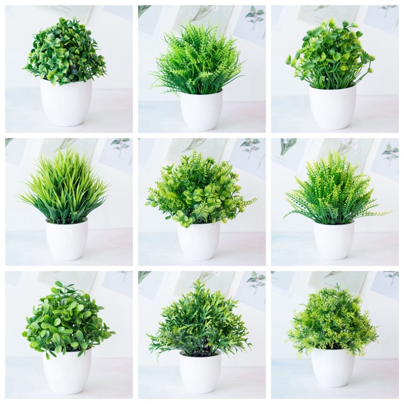 1pc Green Artificial Plants Pl - Bonsai Garden For Desk review and price