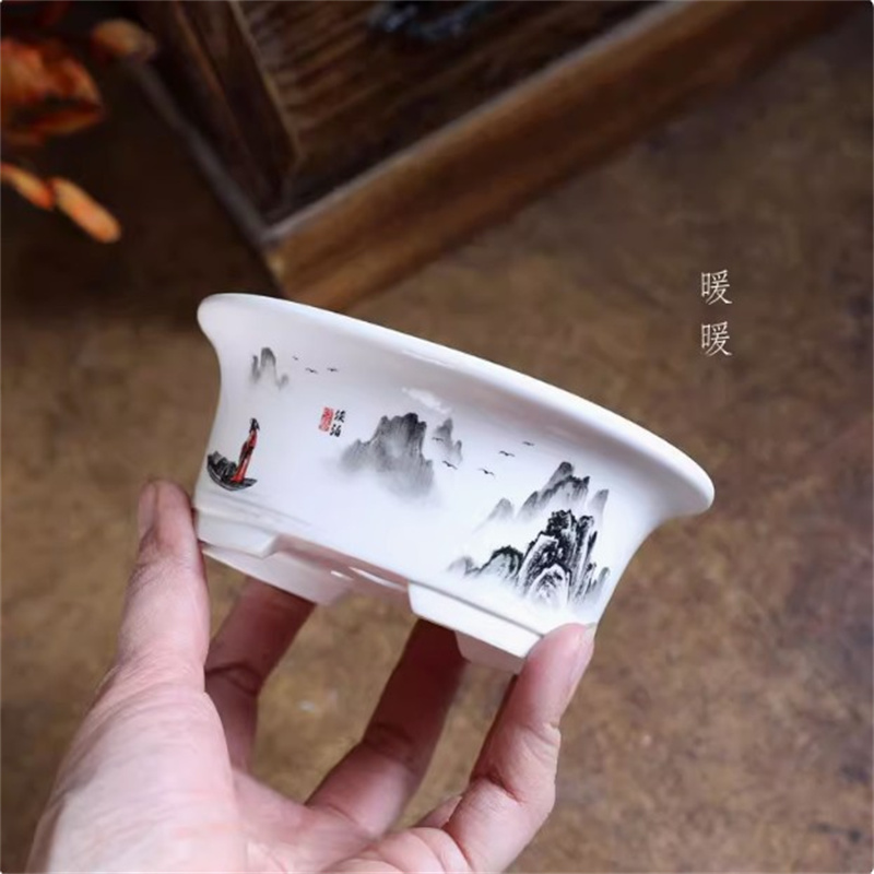 Porcelain White Oval Bonsai Po - Bonsai Garden For Desk review and price