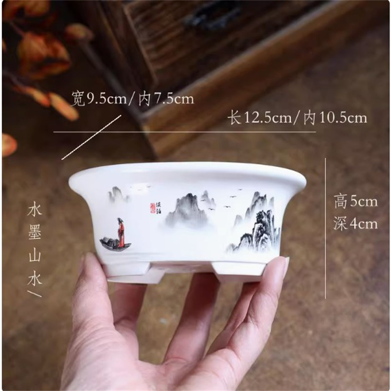Porcelain White Oval Bonsai Po - Bonsai Garden For Desk review and price