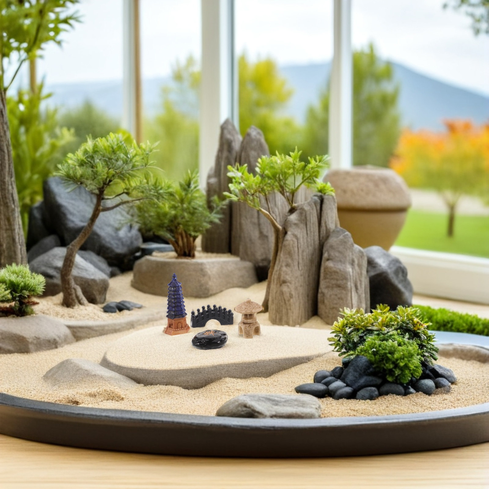 4Pcs Mini Japanese Pagoda Stat - Bonsai Garden For Desk review and price