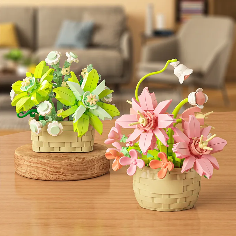 DIY MOC Potted Rose Sunflower  - Bonsai Garden Lego review and price