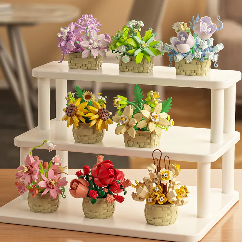 DIY MOC Potted Rose Sunflower  - Bonsai Garden Lego review and price
