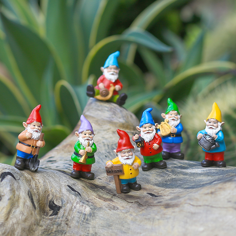 7Pcs/Set Miniature Funny Gnome - Bonsai Garden For Desk review and price