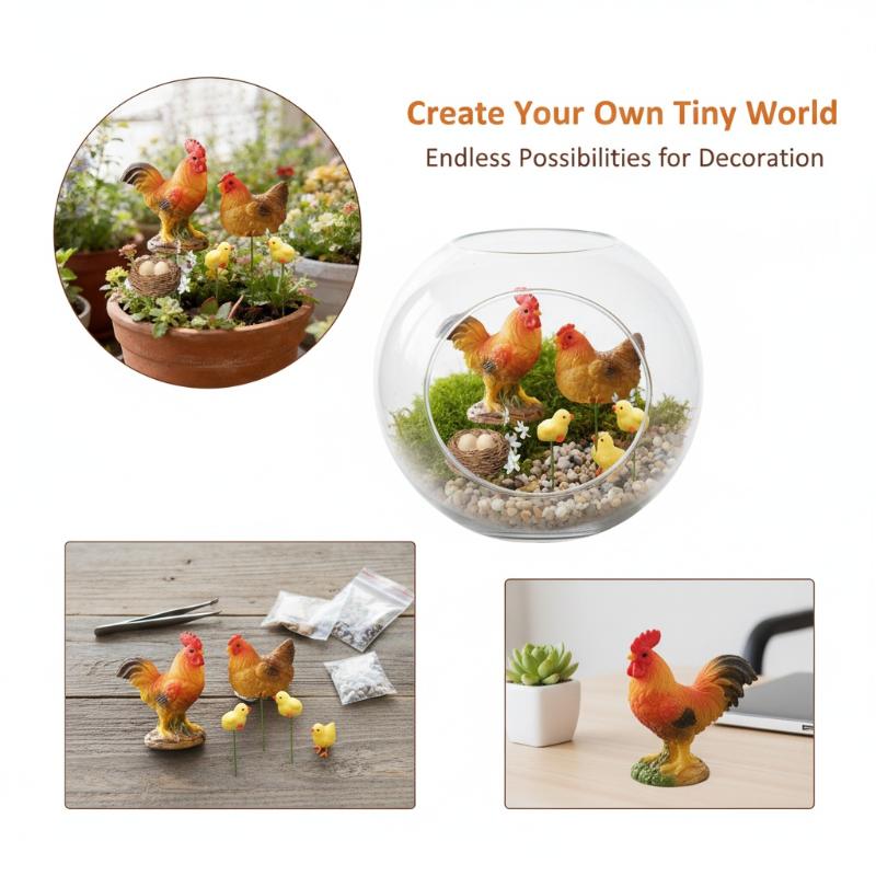 4/5PCS Mini Resin Chicken Fami - Bonsai Garden For Desk review and price