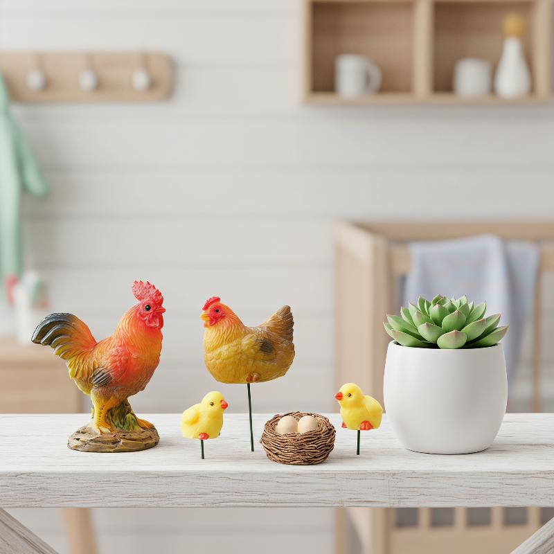 4/5PCS Mini Resin Chicken Fami - Bonsai Garden For Desk review and price