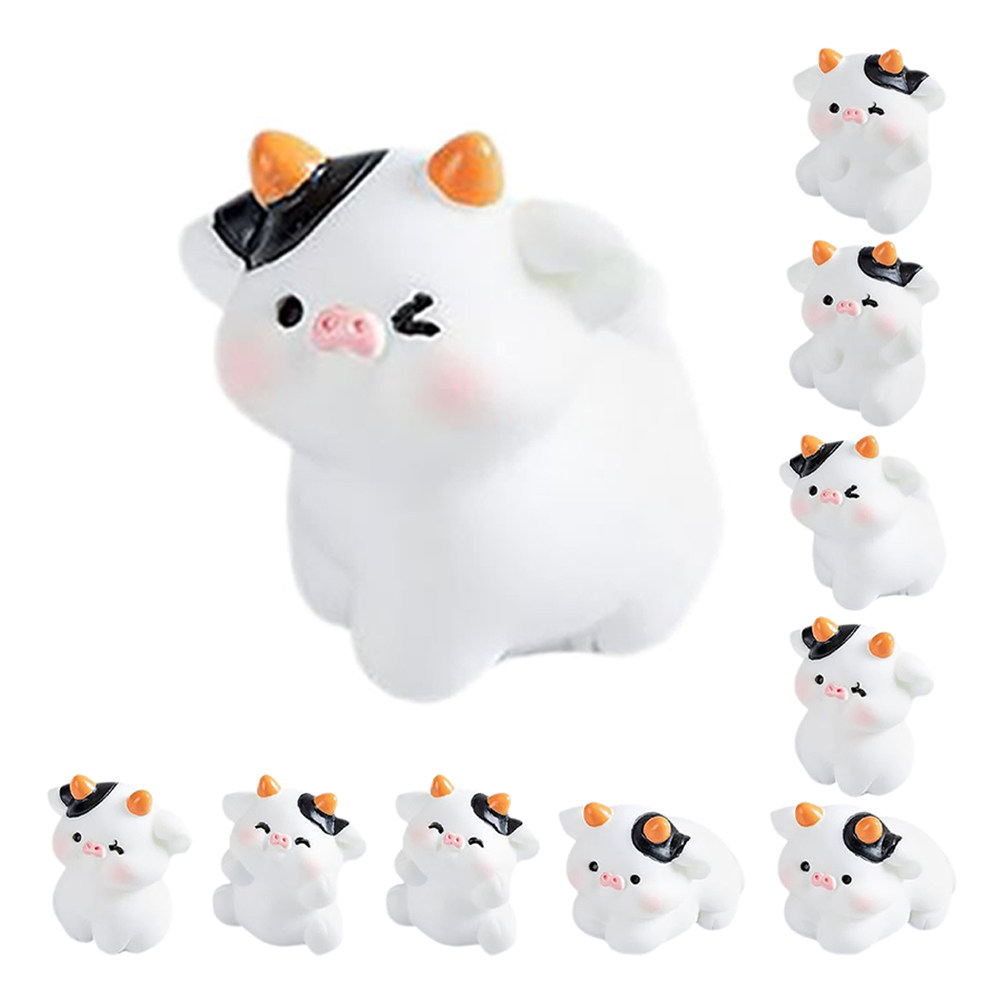 10Pcs Mini Cow Resin Figurines - Bonsai Garden For Desk review and price